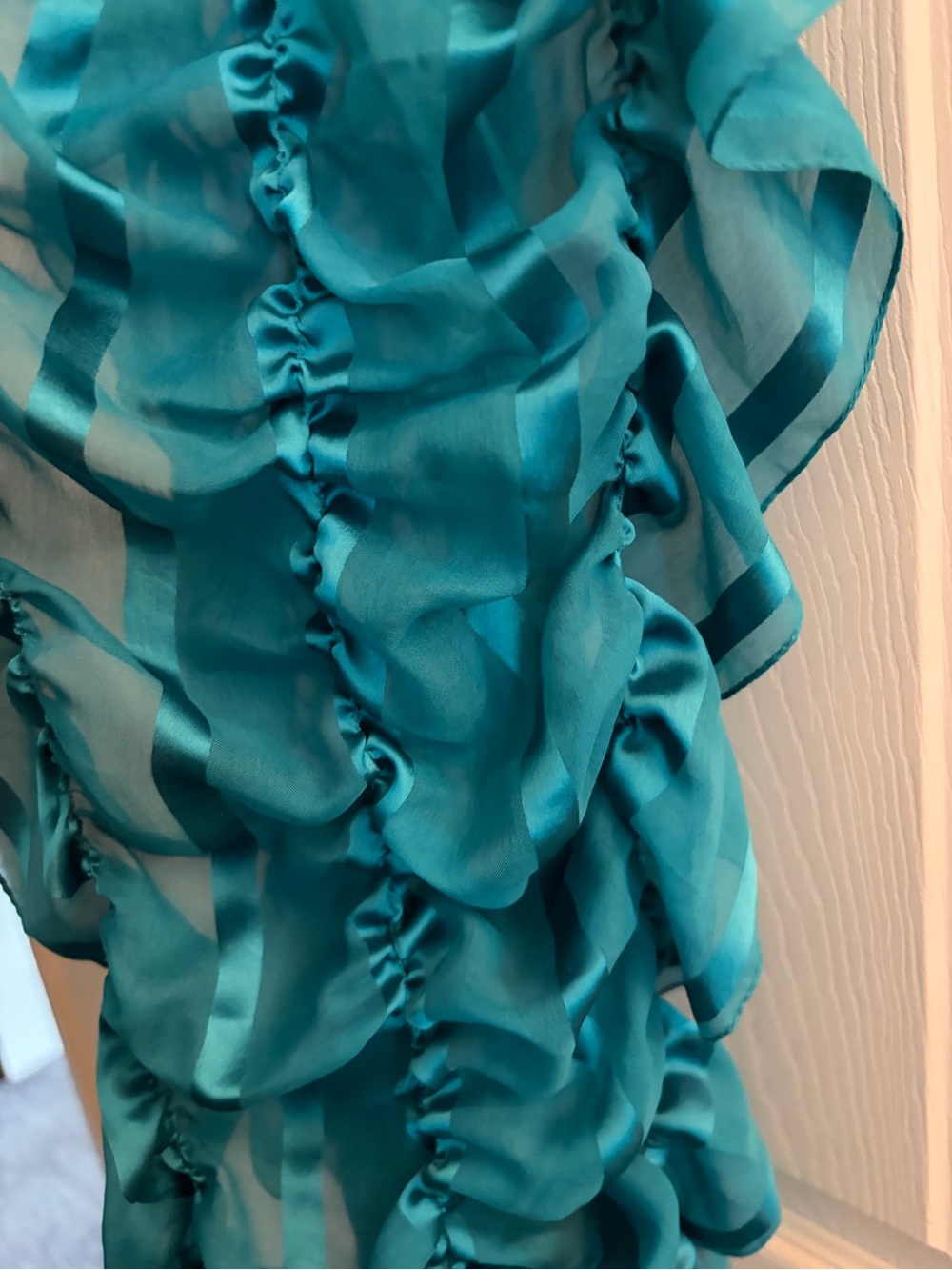 Turquoise Ruffled Chiffon Scarf - Picture 6 of 6